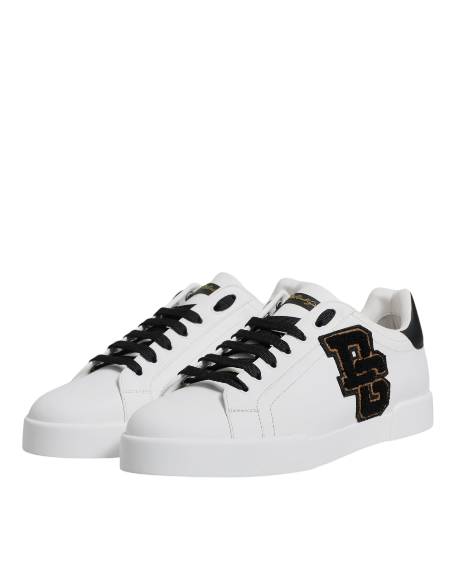 White Leather DG Logo Low Top Sneakers Shoes