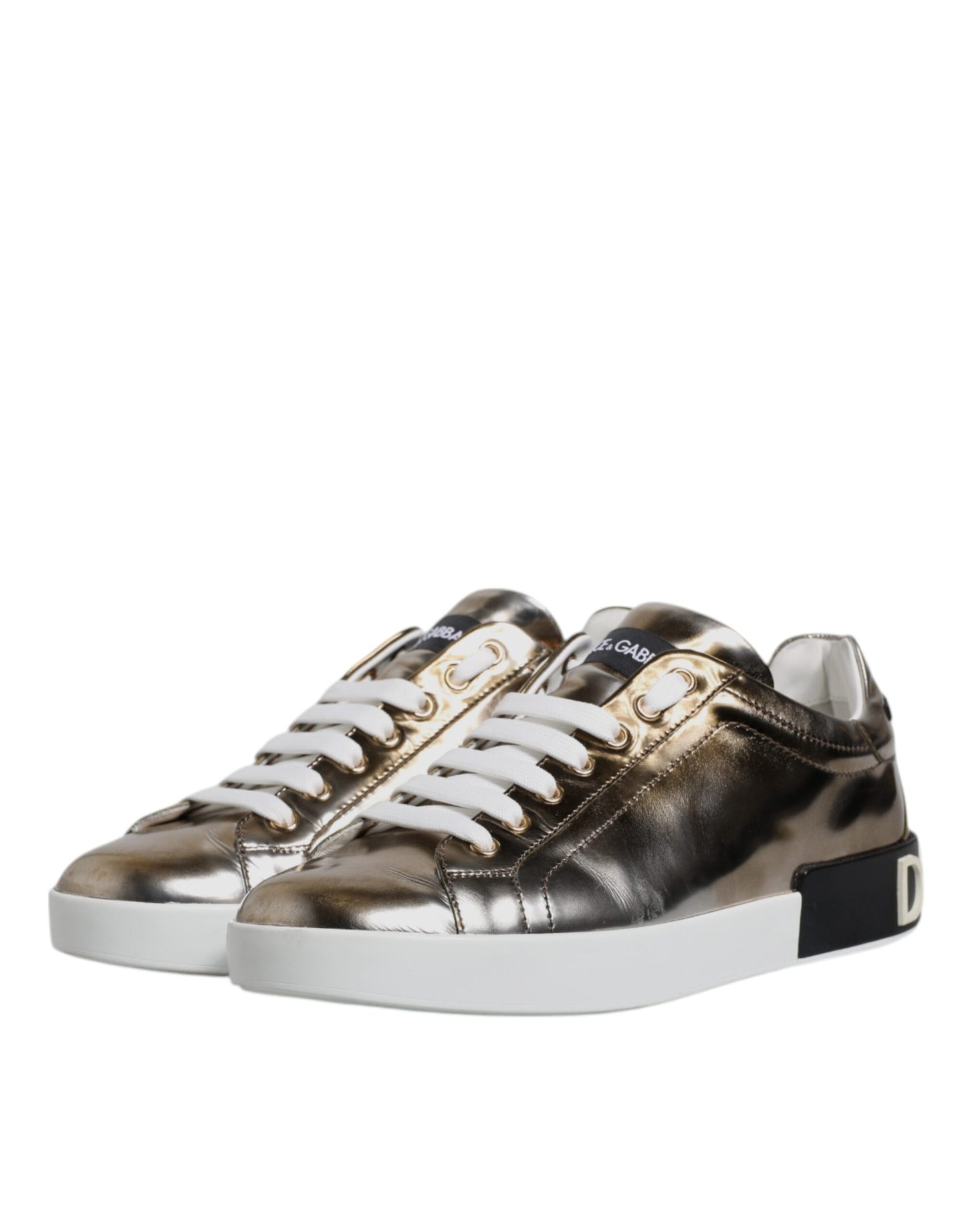 Silver Portofino Leather Sneakers Shoes