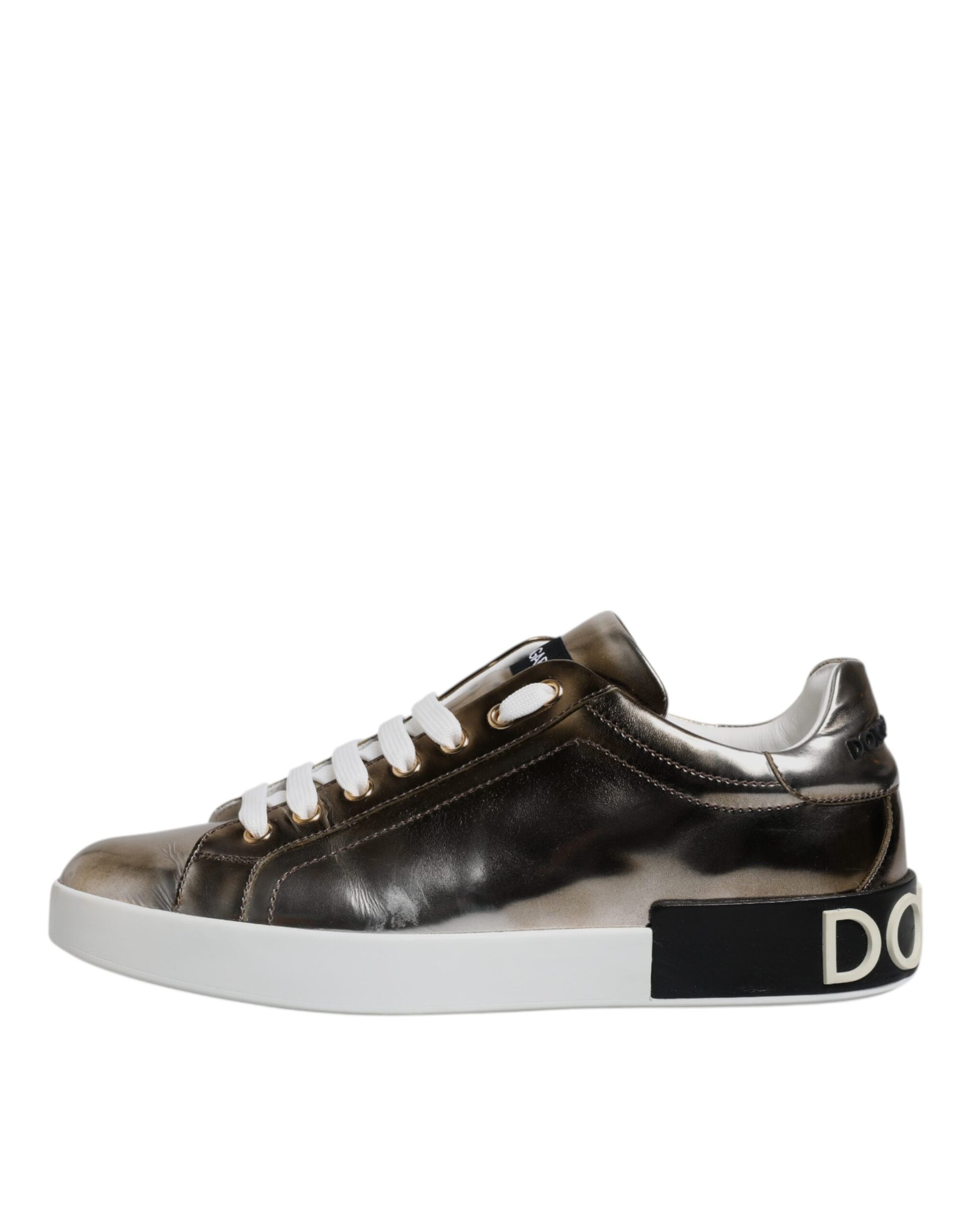 Silver Portofino Leather Sneakers Shoes