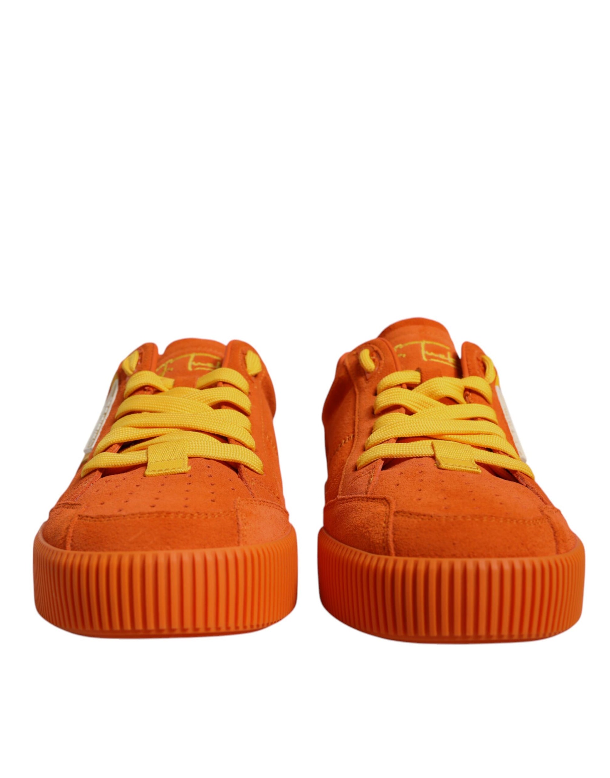 Orange Miami Leather Low Top Sneakers Shoes