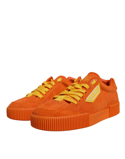 Orange Miami Leather Low Top Sneakers Shoes