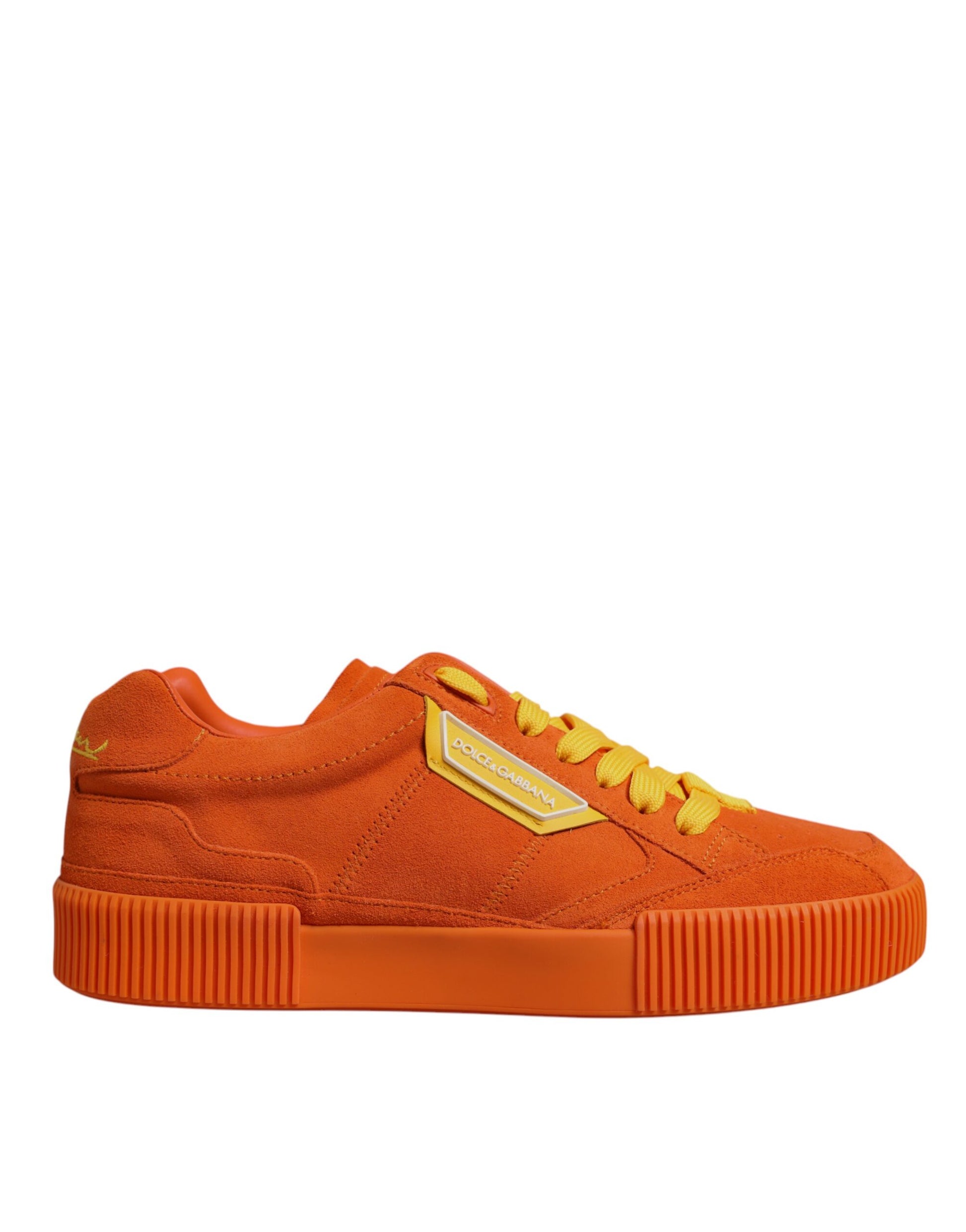 Orange Miami Leather Low Top Sneakers Shoes