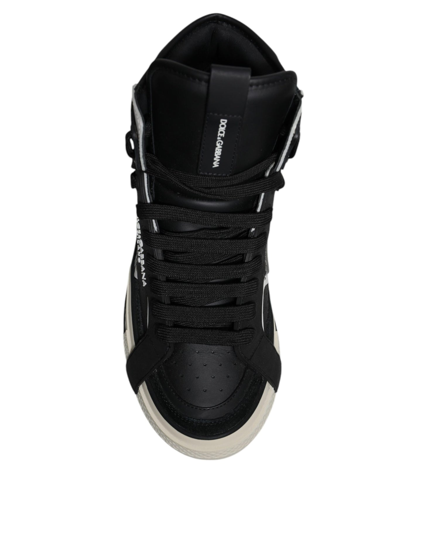 Black Silver Leather High Top Sneaker Shoes