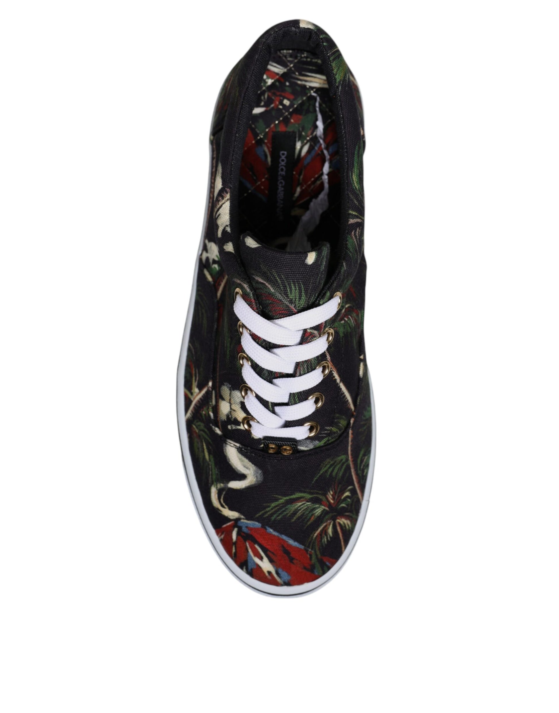 Black Tropical Print Low Top Sneakers Shoes