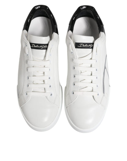 White Black Logo Portofino Sneakers Shoes