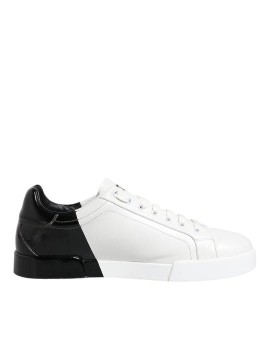 White Black Logo Portofino Sneakers Shoes