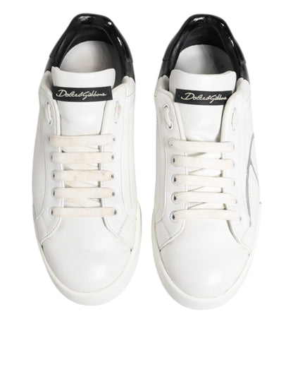 White Black Logo Portofino Sneaker Shoes