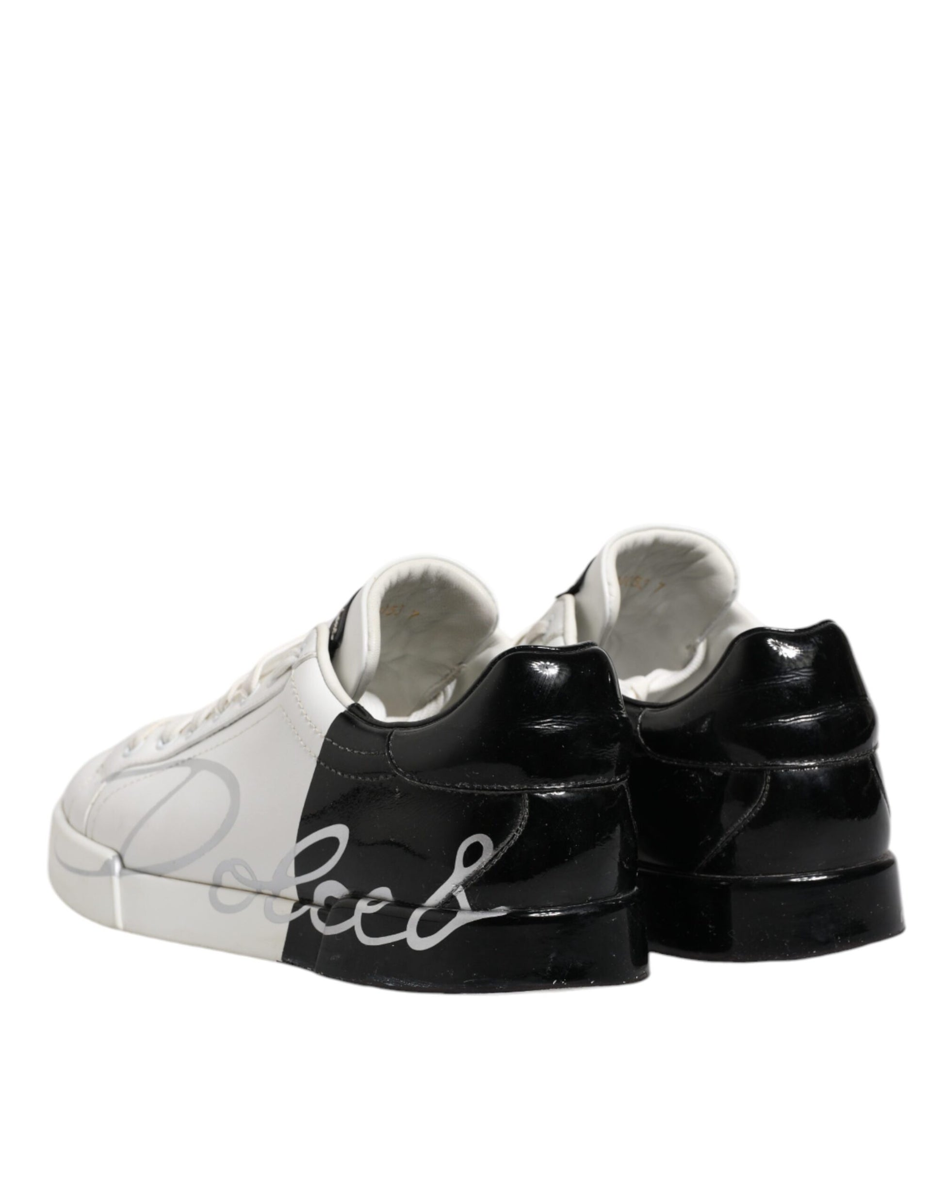 White Black Logo Portofino Sneaker Shoes