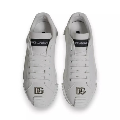 White Leather Logo Low Top NS1 Sneakers Shoes