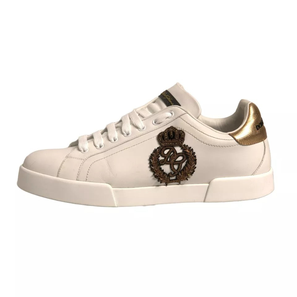 White Crown Patch Portofino Sneakers Shoes