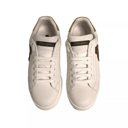 White Crown Patch Portofino Sneakers Shoes