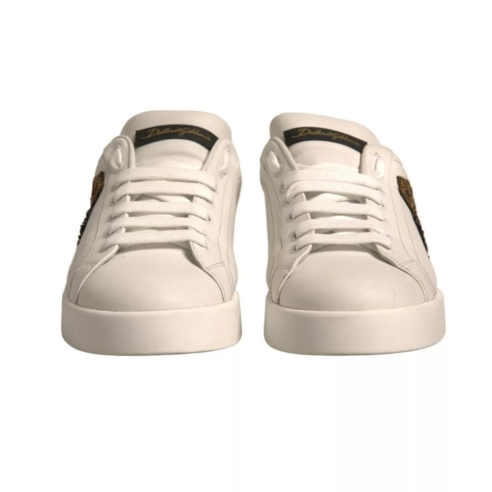 White Crown Patch Portofino Sneakers Shoes