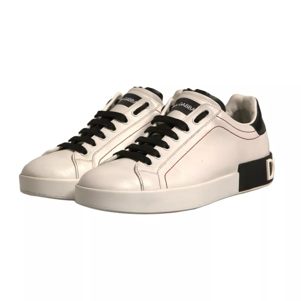 White Leather Logo Portofino Sneakers Shoes