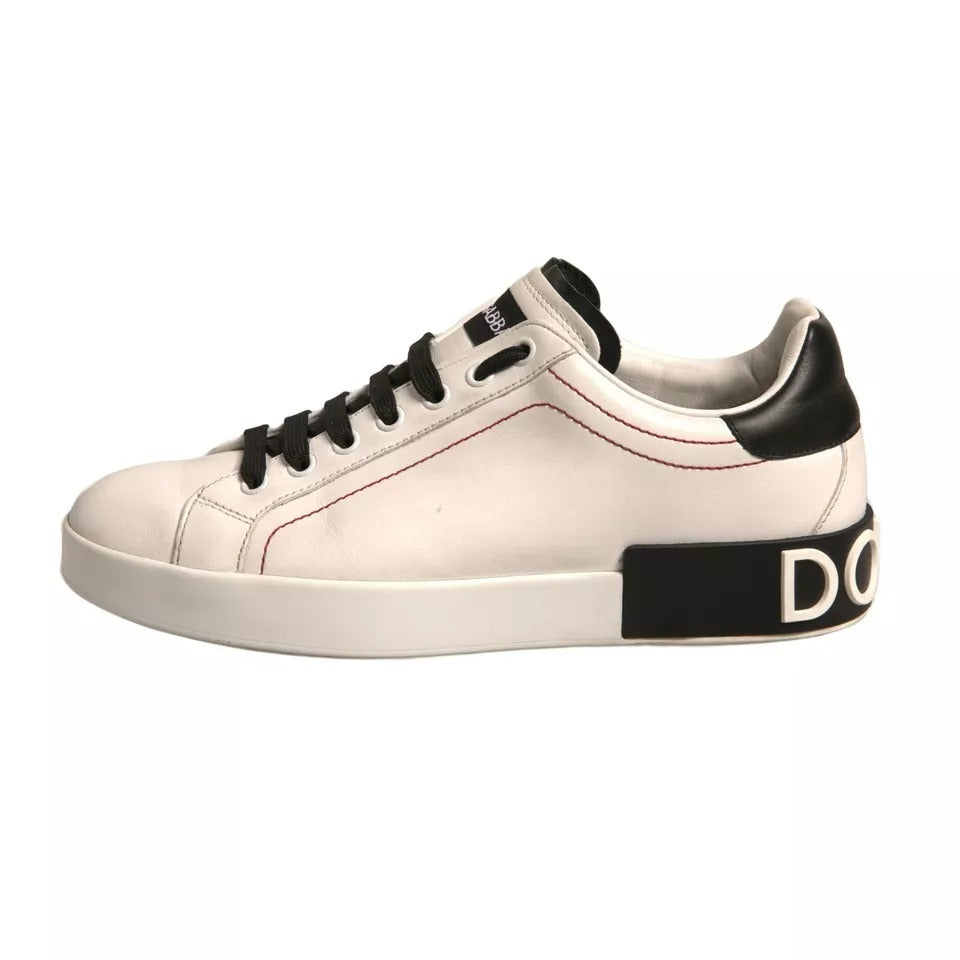 White Leather Logo Portofino Sneakers Shoes