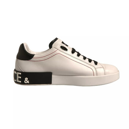 White Leather Logo Portofino Sneakers Shoes