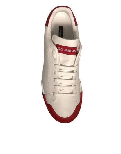 White Leather Logo Portofino Sneakers Shoes