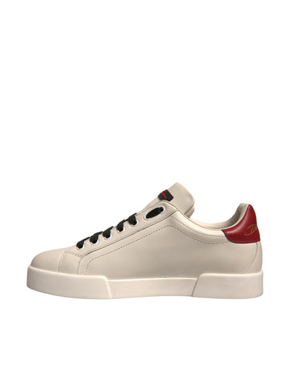 White Leather DG Logo Low Top Sneakers Shoes