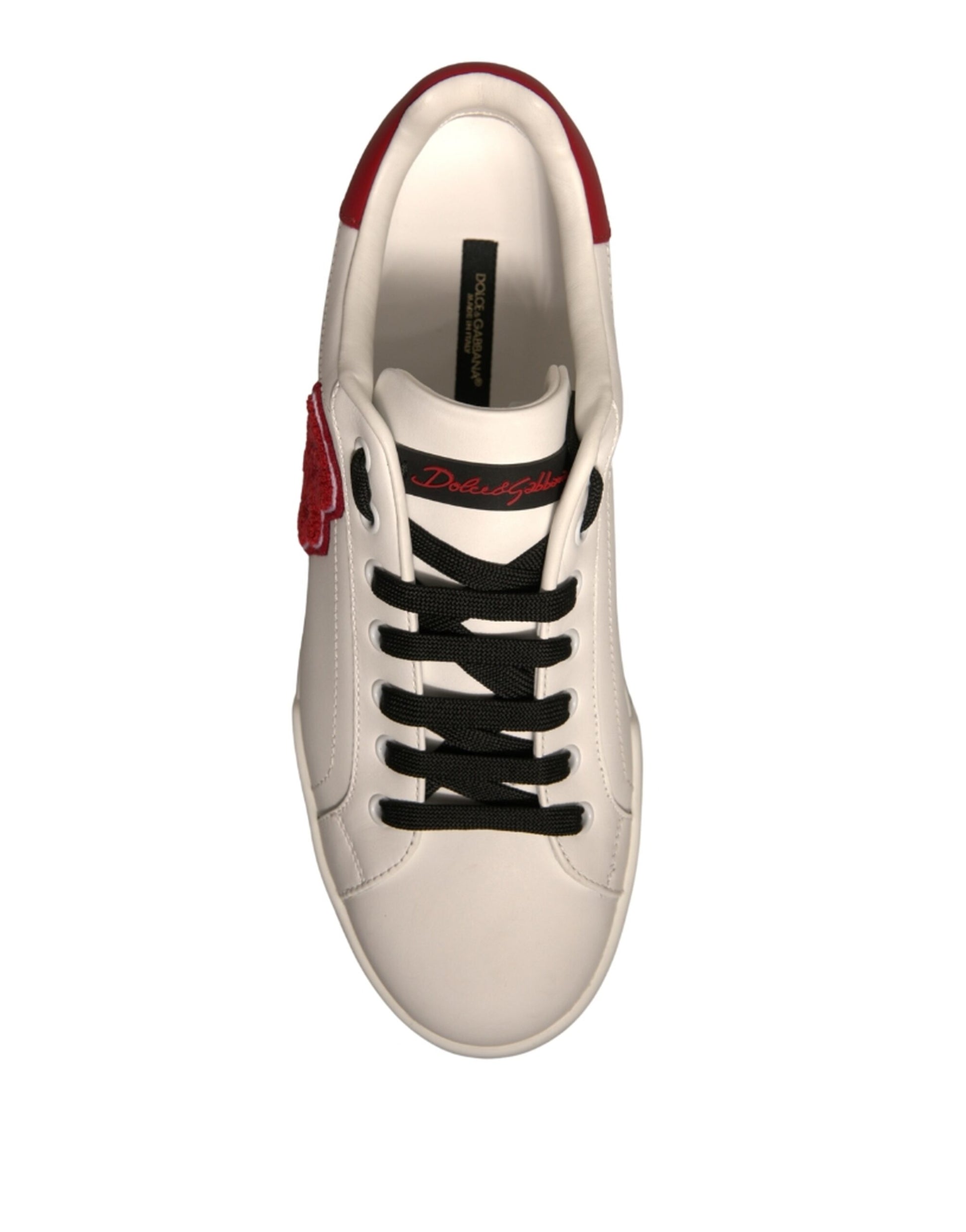 White Leather DG Logo Low Top Sneakers Shoes