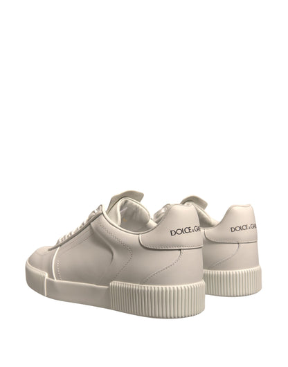 White Miami Leather Low Top Sneakers Shoes