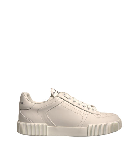 White Miami Leather Low Top Sneakers Shoes