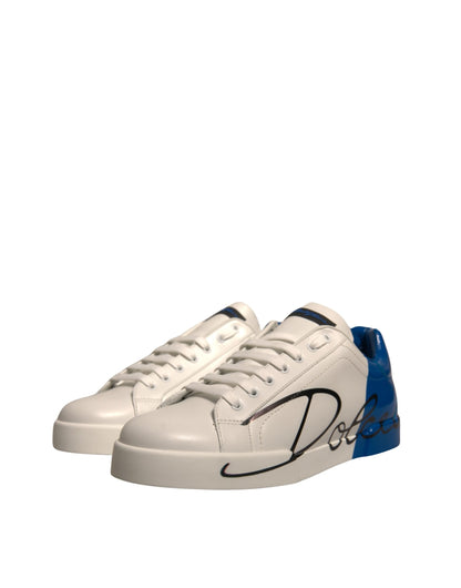 White Blue Logo Portofino Sneakers Shoes