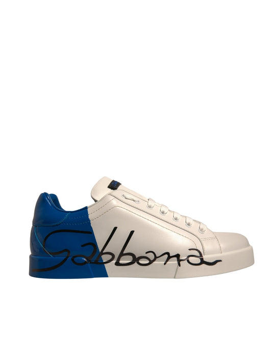 White Blue Logo Portofino Sneakers Shoes