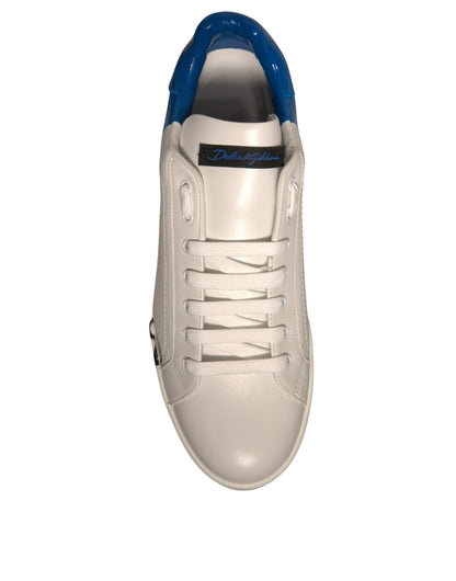 White Blue Logo Portofino Sneakers Shoes