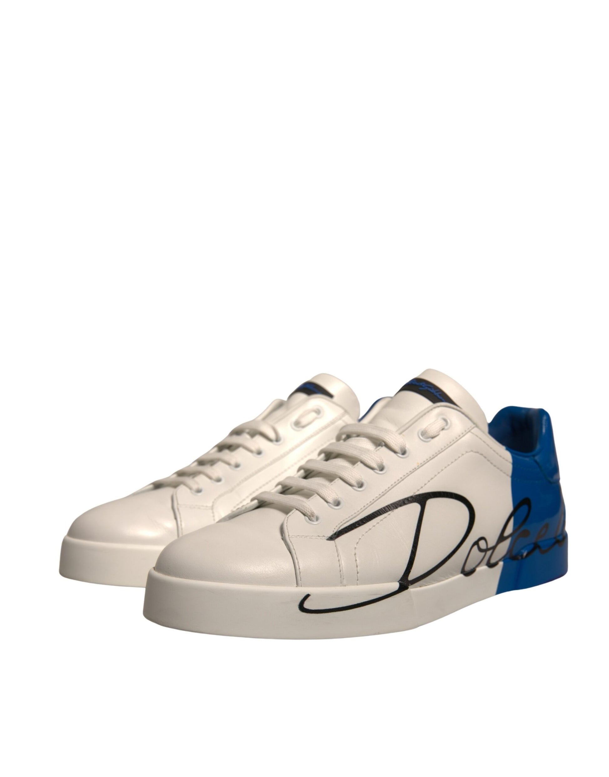 White Blue Logo Portofino Sneakers Shoes