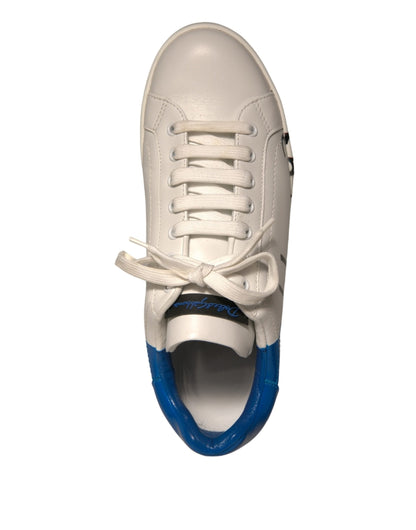 White Blue Logo Portofino Sneakers Shoes