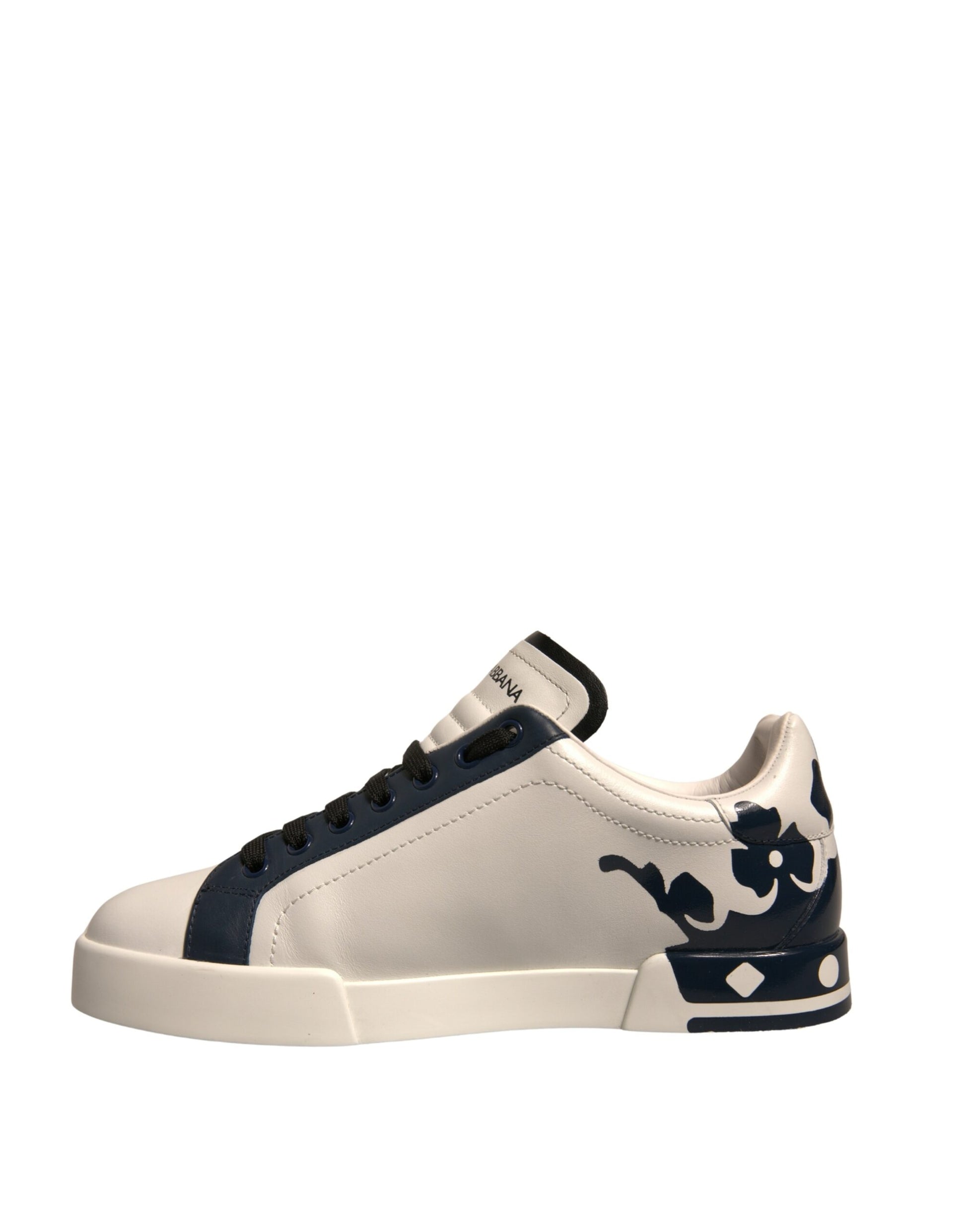 White Blue Leather Crown Milano Sneakers Shoes