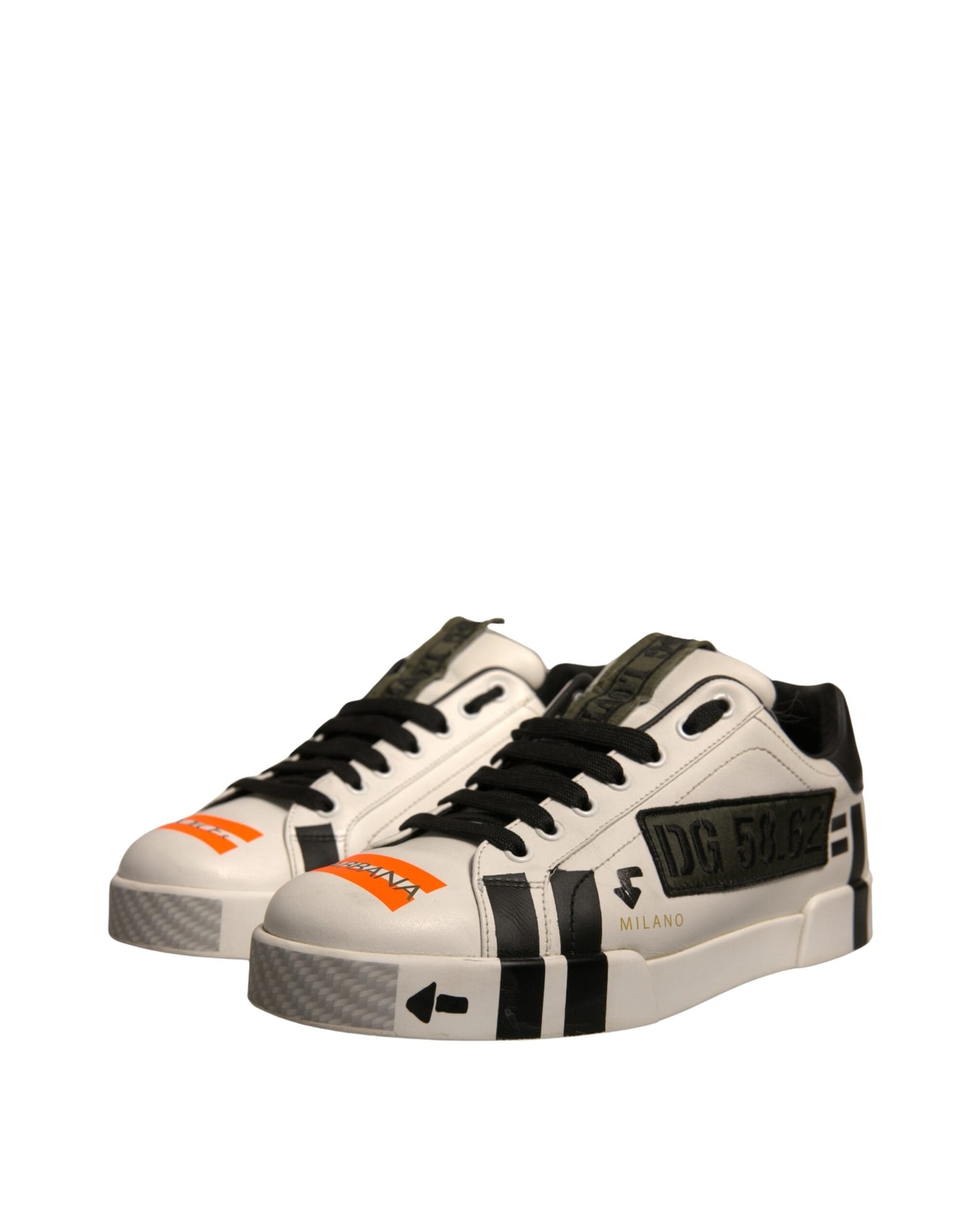 White Calfskin Patch Portofino Sneakers Shoes