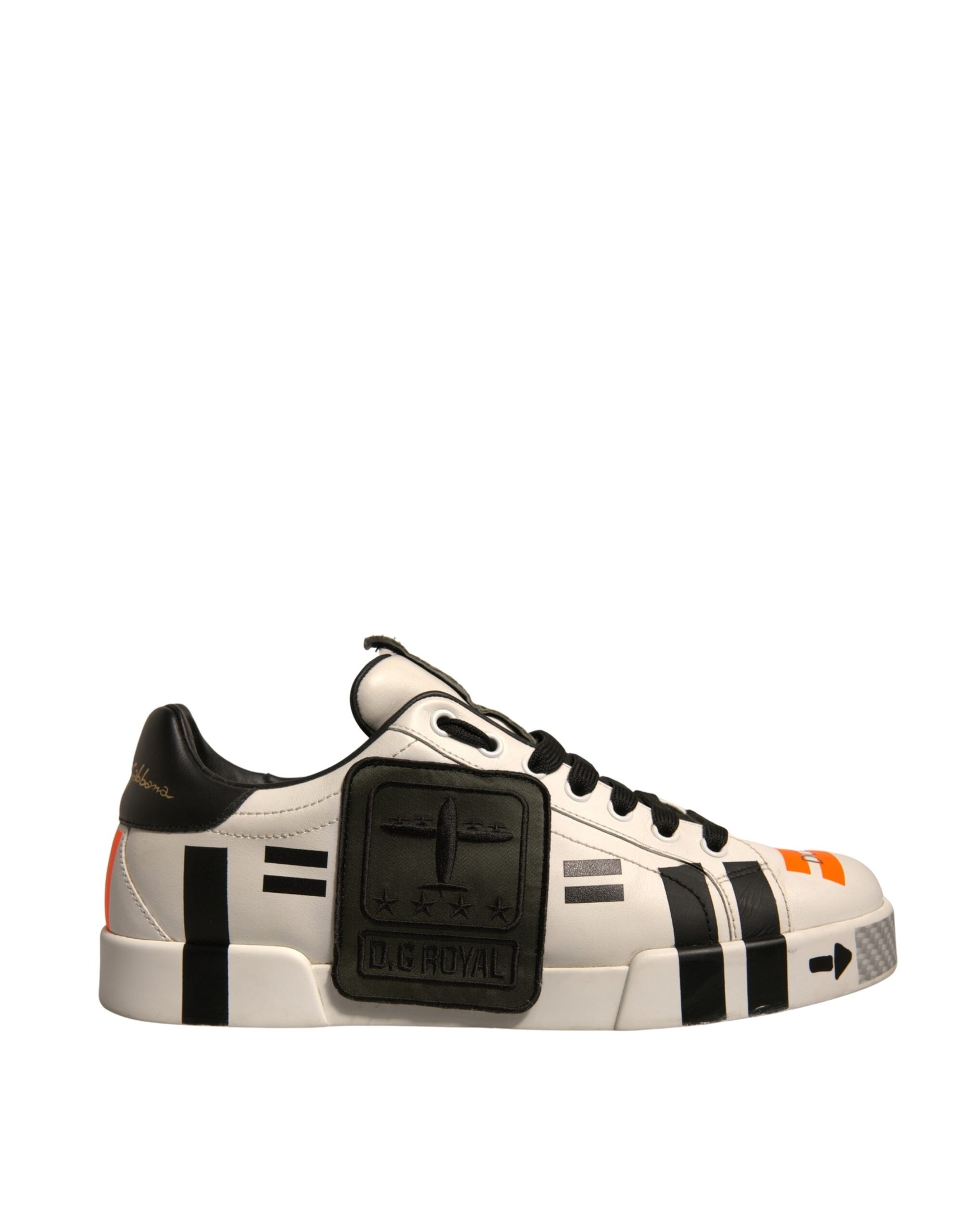 White Calfskin Patch Portofino Sneakers Shoes