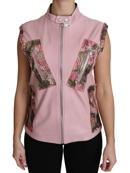 Stunning Pink Sleeveless Leather Vest