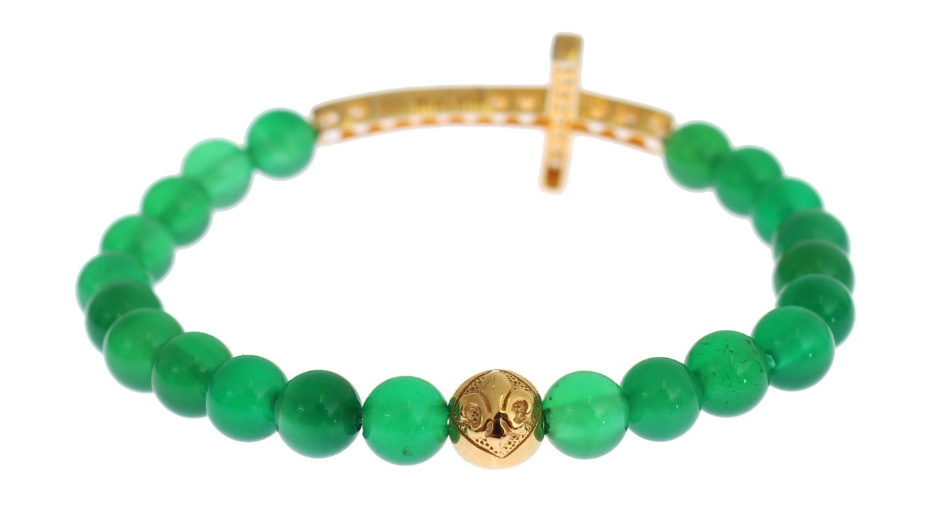 Elegant Green Jade Bead & Gold Plated Bracelet