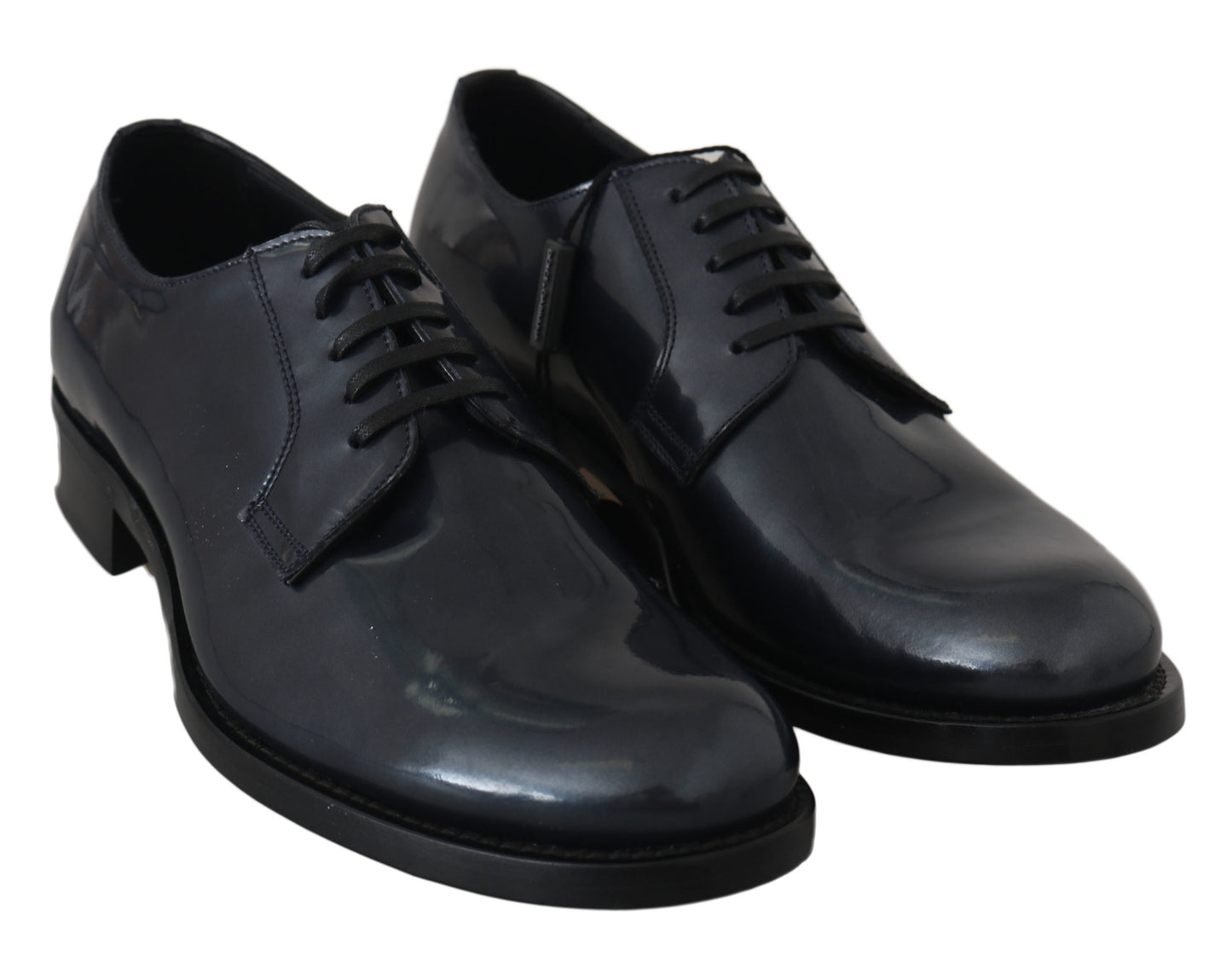 Elegant Blue Leather Derby Dress Shoes