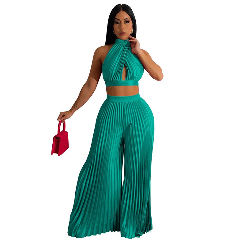 Halter Top & Wide Leg Pant Set